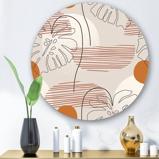 Designart - One Line Art Shapes & Abstract Monstera Leaf